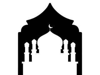 Mosque Eid Al Fitr Black and White Frame Background