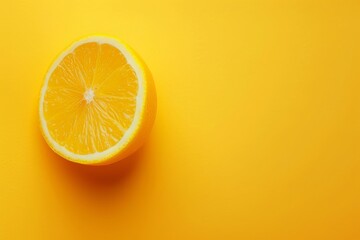 Half Lemon on Yellow Background