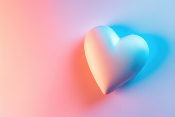 A photo featuring a heart that is blue and pink placed on a background that is pink and blue, A simple heart symbol against a pastel gradient backdrop, AI Generated