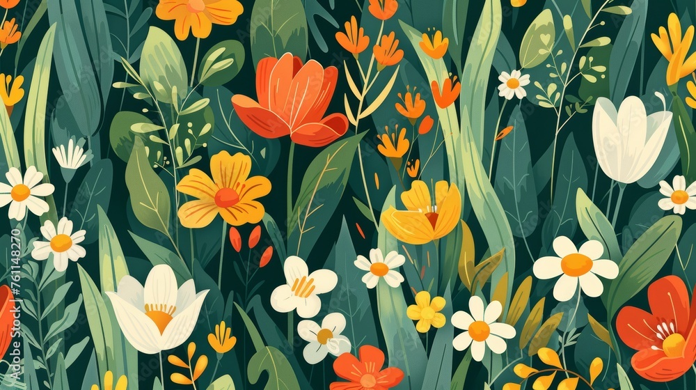 Poster flower pattern with endless background and texture. botanical natural repeating print for textiles, 