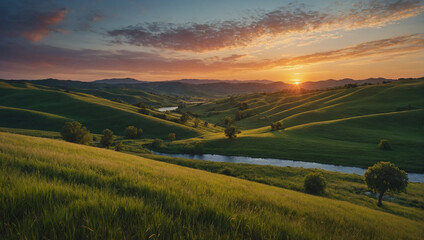 Naklejka premium sunset in the mountains