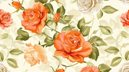 Floral seamless pattern with roses, abstract elegance.