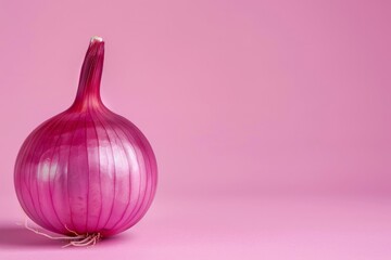 Red Onion on Pink Background