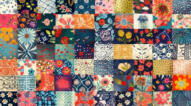 Flower patchwork pattern on a seamless background