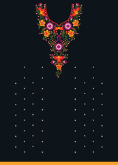 Elegant vector traditional textile kameez and kurti design.