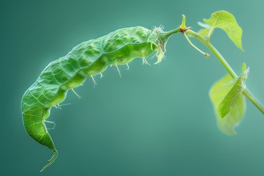 Green Caterpillar Feeding on a Plant