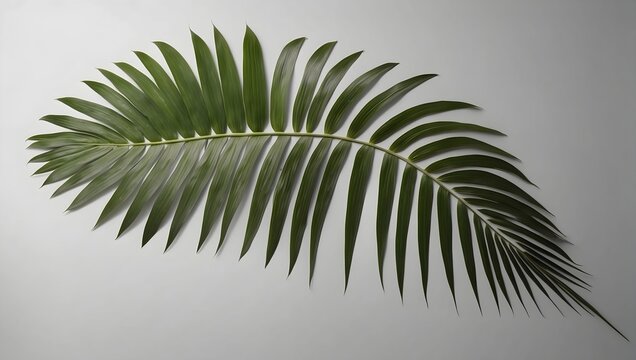 A lush, tropical palm leaf, precisely cut out and isolated on a plain background Generative AI
