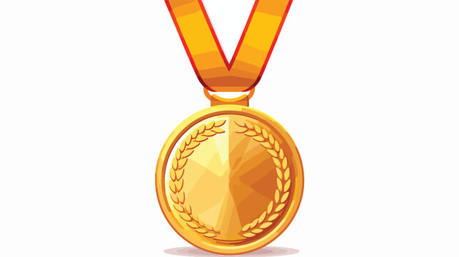 Golden medal flat vector
