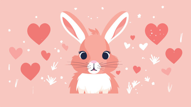 Hairy hare with carrots on a pink background 