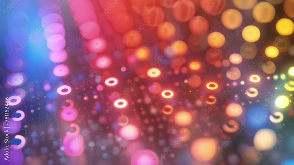 Poster a magnified image of a quantum dot chip with each tiny dot glowing brightly in different colors demo