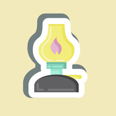 Sticker Kerosene Lamp. suitable for House symbol. simple design editable. design template vector. simple illustration