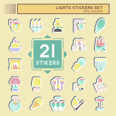Sticker Set Lights. suitable for House symbol. simple design editable. design template vector. simple illustration