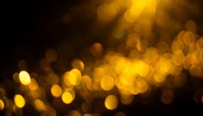 abstract background of bokeh, Defocused golden yellow color flecks and bokeh on dark black abstract background