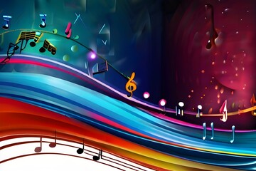 music background, musical wallpaper, abstract music background, hd music banner Generative AI