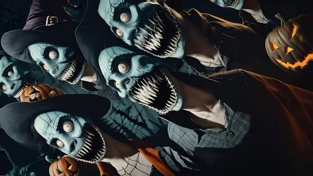 Generative ai motion animation of scary monster faces