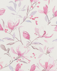 Watercolor pink magnolia paper texture background