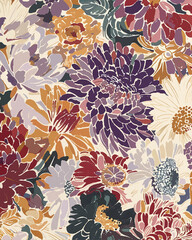 Vintage Abstract colorful floral background, Canvas texture