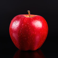 Organic, natural, fresh and healthy red apple closeup fruit on black background 