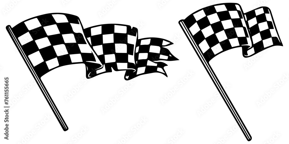Poster curly checkerboard flags for racing.