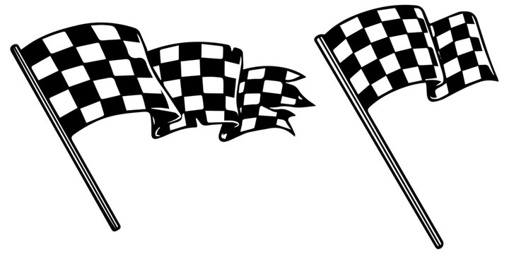 Curly checkerboard flags for racing.