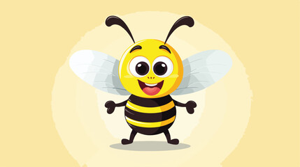 A happy cheeky funny bee Black White vector