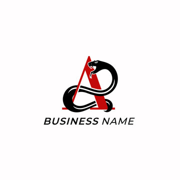 design logo combine letter A and snake