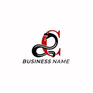 logo design creative letter C and snake