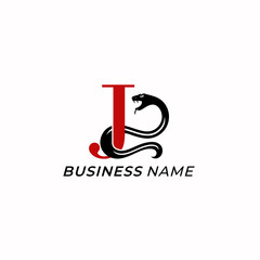 design logo creative letter J and snake