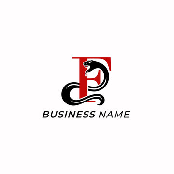 design logo creative letter F and snake