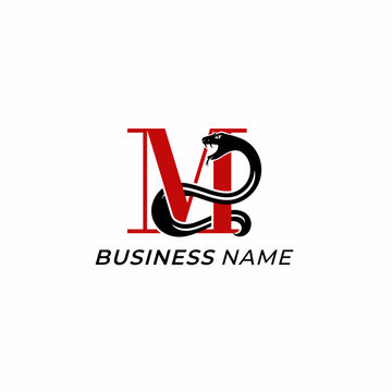 logo design creative letter M and snake