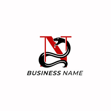 design logo creative letter N and snake