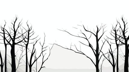 Abstract winter forest leafless branches silhouette