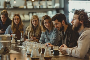 Engaged Customers at Coffee Tasting Workshop