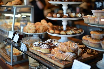Freshly Baked Pastries Display at Artisan Coffee Shop
