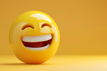 Fototapeta premium Grinning or smiling yellow emoji 3d style