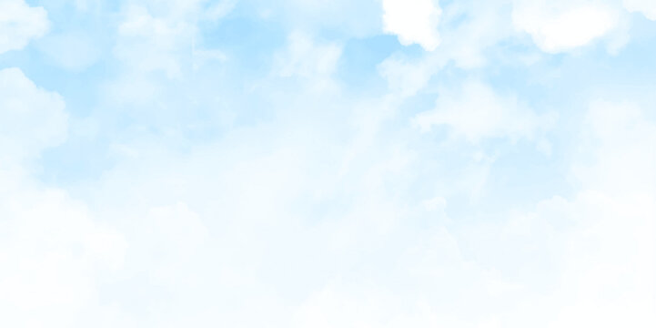 Background with clouds on blue sky. Blue sky background and white clouds soft focus, and copy space. Vector background