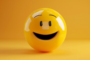 Fototapeta premium Grinning or smiling yellow emoji 3d style