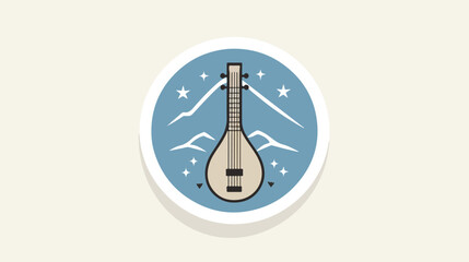 Balalaika in circle icon. Simple line outline vector
