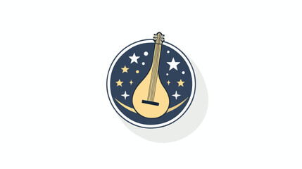 Balalaika in circle icon. Simple line outline vector - obrazy, fototapety, plakaty