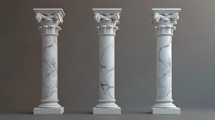 3 pillars made of white marble, Generative Ai 