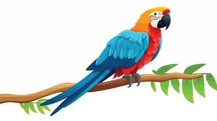 Beautiful parrot cartoon illustration on white background