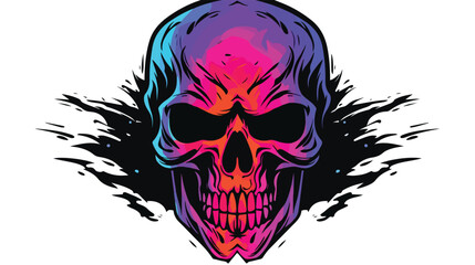 Black vector fantasy skull in grunge style. Skull vector