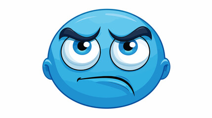 Blue cartoon face emoticon caricature and character