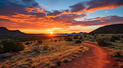 Wild Frontier Symphony: Arizona Sunset Ignites the Rugged Landscape