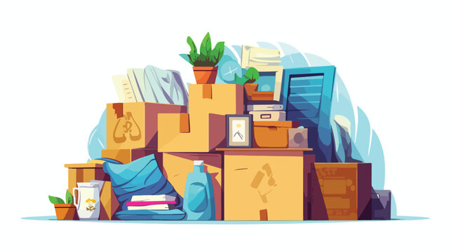 Box full of household junk design illustration vector