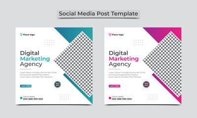 Digital marketing agency social media post design template.