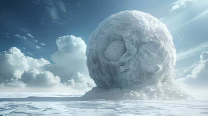 3D render of a massive debt portrayed as a 500 euro snowball. 3D render Snowball, Generative AI - obrazy, fototapety, plakaty
