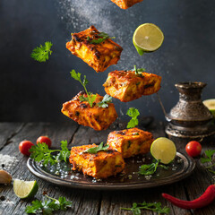 Indian dish Paneer Tikka Kabab in red sauce