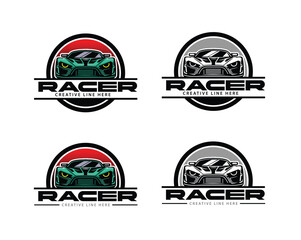 racer car logo set vector illustration