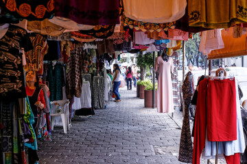 Colorful stores at coyoacan market mexico city